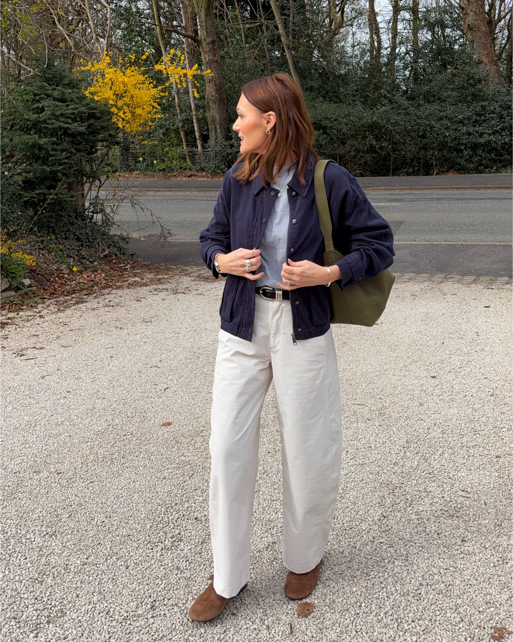 Fully embracing the spring outfits now! Wearing an xs/s in the jacket, xs in the trousers and xs in the Tshirt. 

Casual outfit, weekend outfit, spring outfit, white trousers, spring jackets 

#LTKuk #LTKspring