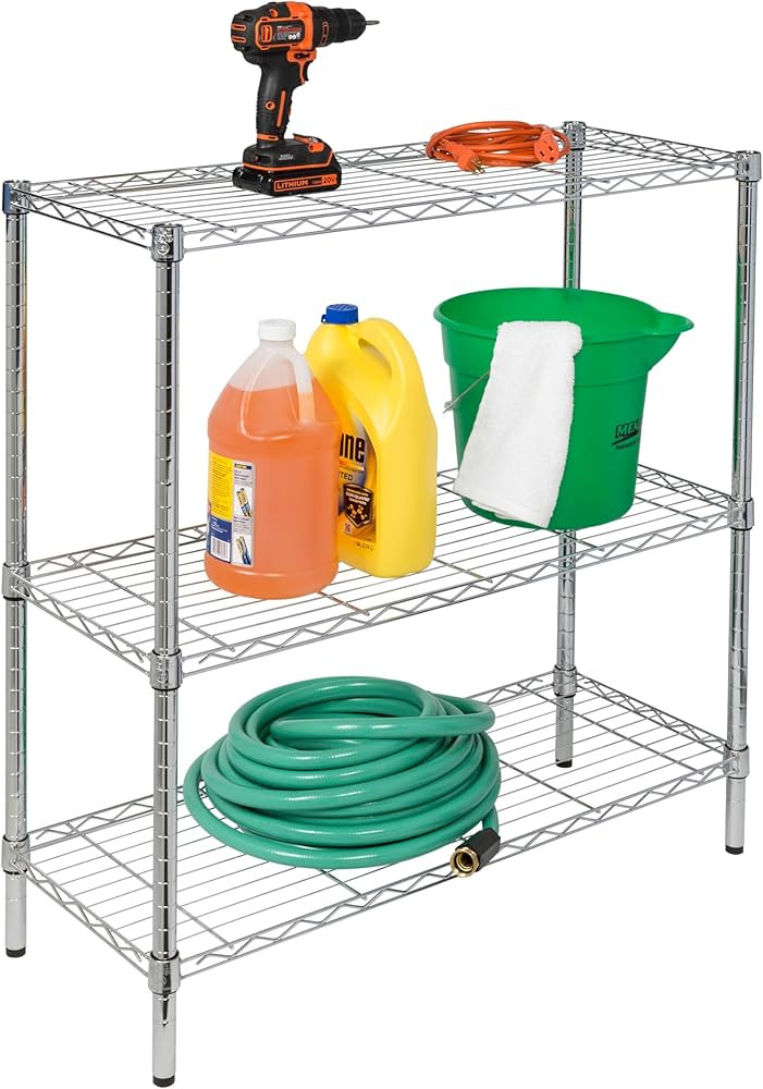 Honey-Can-Do 3-Tier Heavy-Duty Adjustable Shelf Storage Unit With 200-lb Capacity, Chrome SHF-093... | Amazon (US)