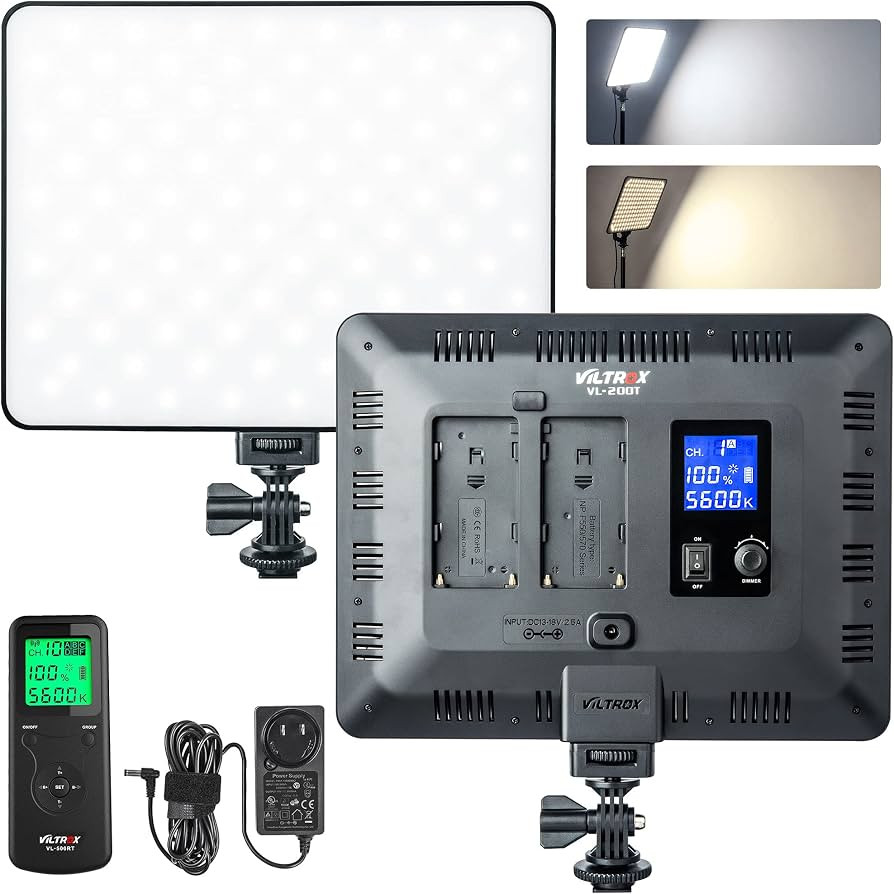 VILTROX VL-200T Bi-Color Dimmable LED Video Light with Remote Wireless Control,Ultra Thin 3300-56... | Amazon (US)