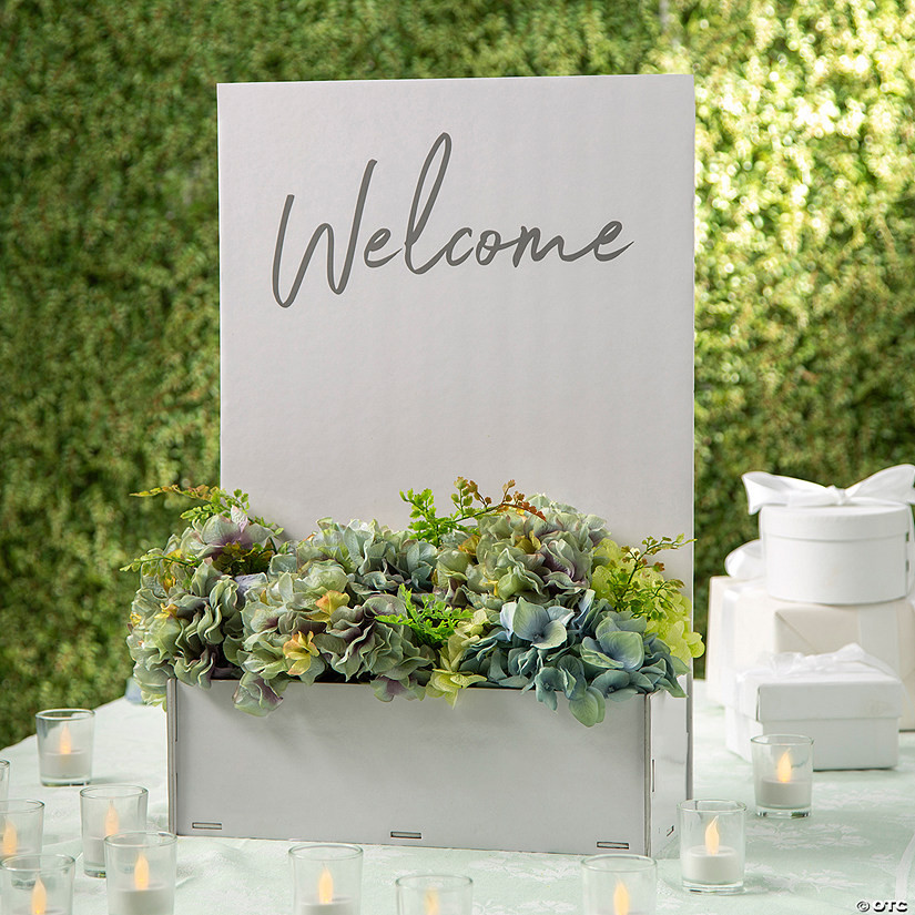 16" x 24" Welcome Sign with Flower Box Holder Tabletop Decoration | Oriental Trading Company