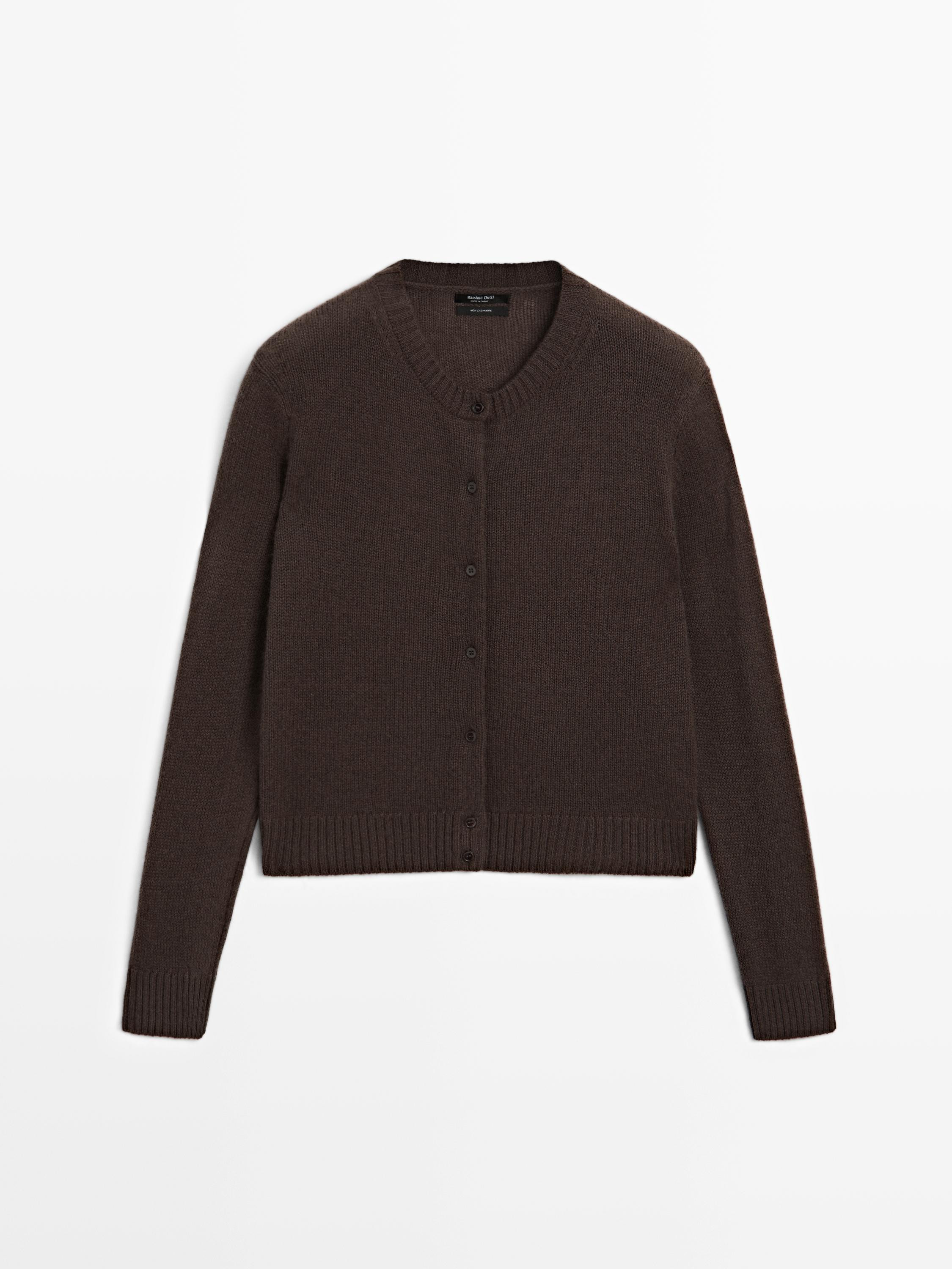 Strickcardigan aus 100 % Kaschmir mit Rundausschnitt | Massimo Dutti DE