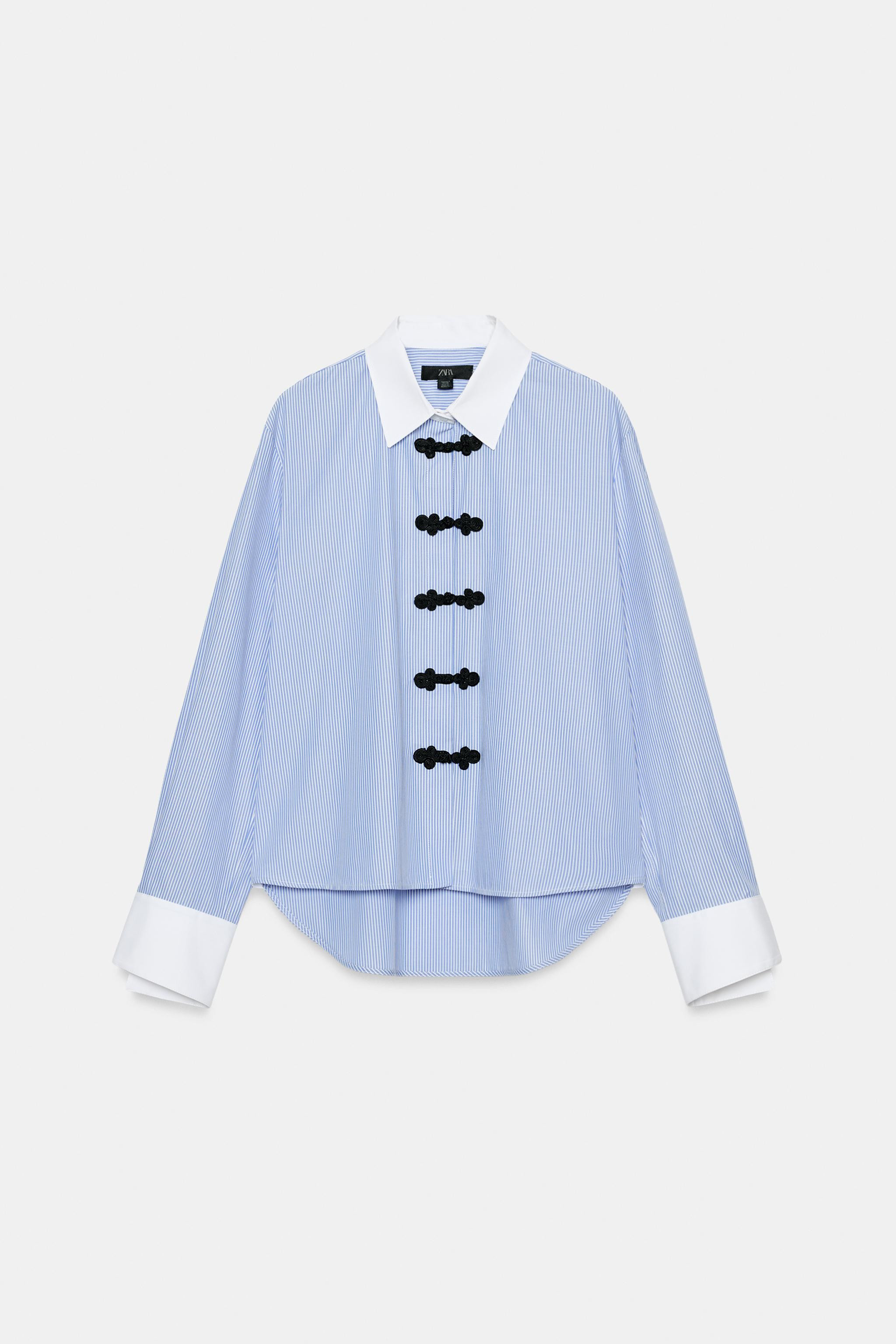 ZW COLLECTION STRIPED SHIRT WITH FROG FASTENING | Zara UK