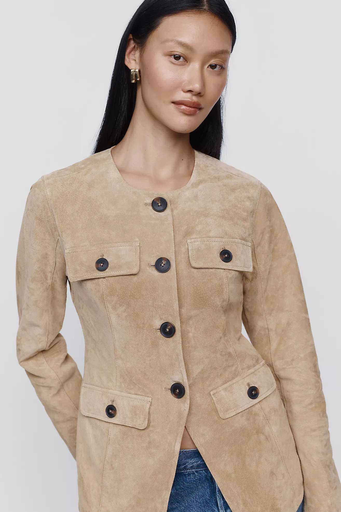 BLANKNYC Crew Neck Suede Jacket | Anthropologie (US)