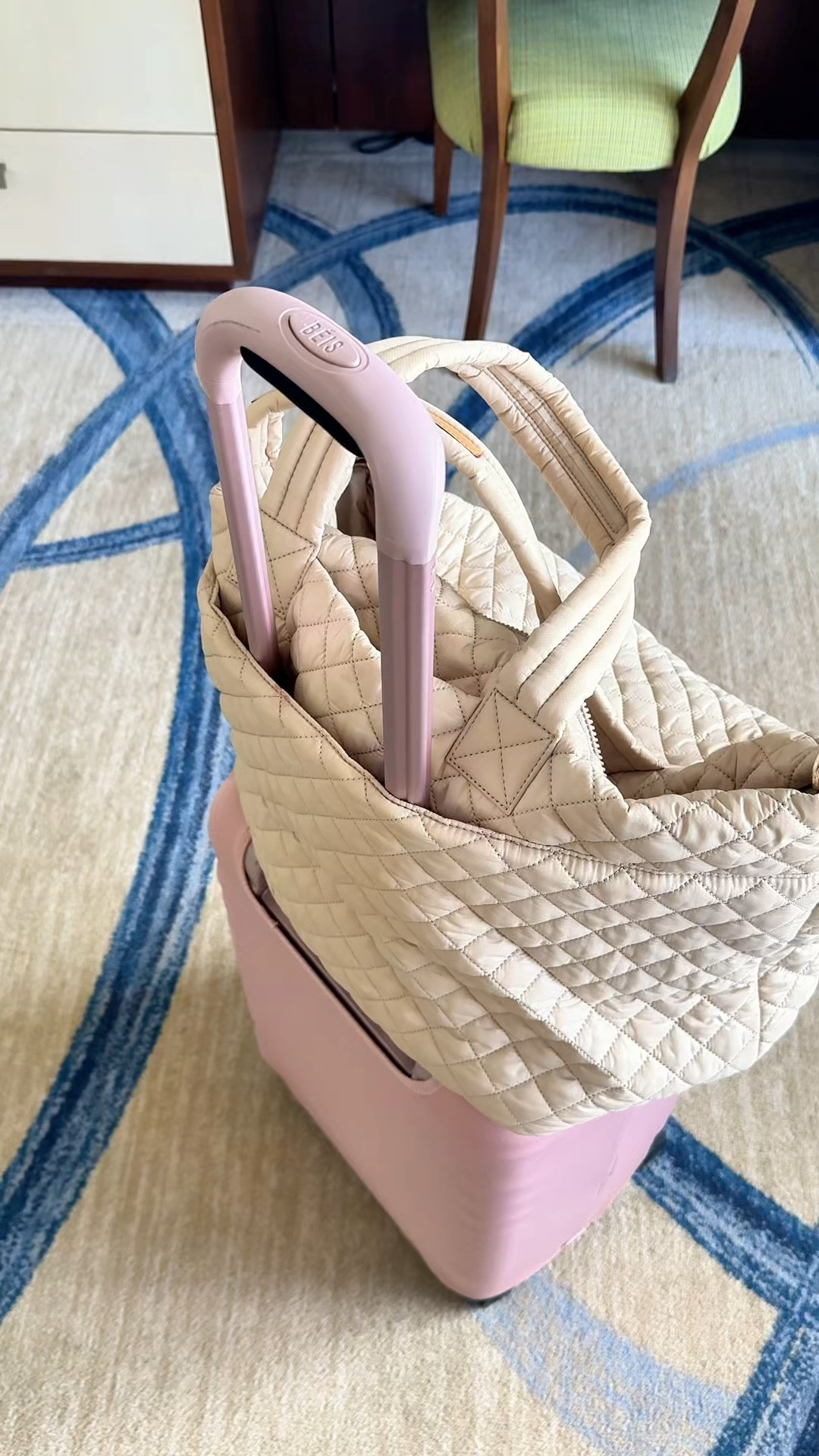  Just love this quilted bag for travel! Has a million pockets and sleeve for your luggage. Also love this luggage set! Travel favorites. Travel must-haves. 

#LTKBeauty #LTKTravel #LTKmomlife