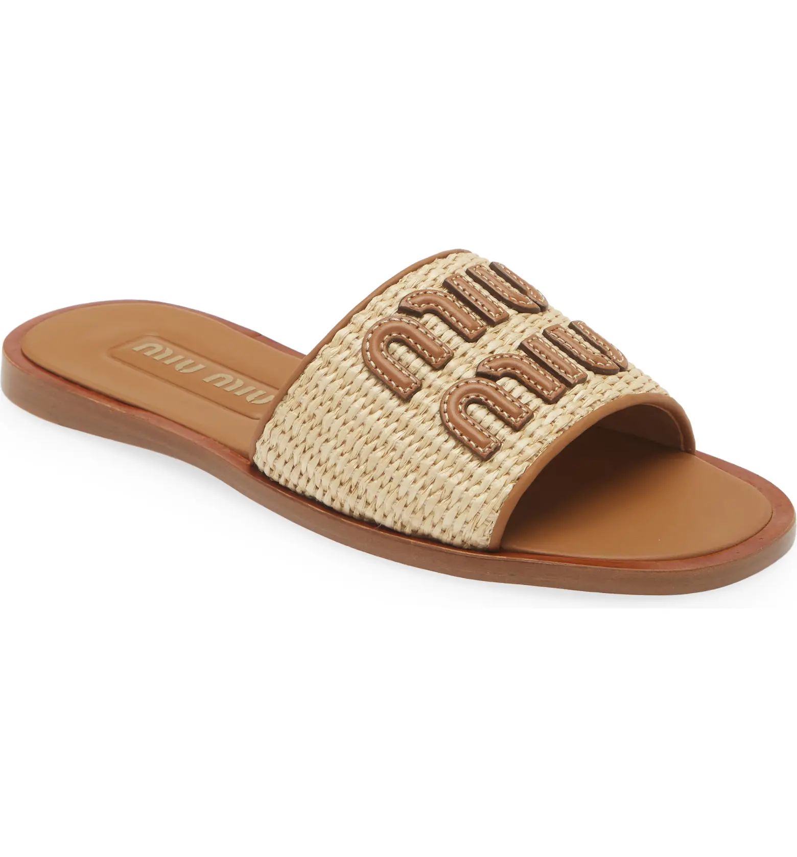 Logo Raffia Slide Sandal (Women) | Nordstrom