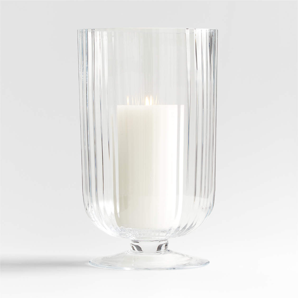 Venus Fluted Glass Hurricane Candle Holder 12.5" + Reviews | Crate & Barrel | Crate & Barrel