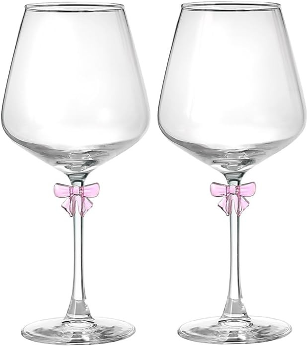 Godinger Pink Bow Balloon Goblet Set of 2 – 19 oz Stemmed Wine Goblets with Pink Bow Detail... | Amazon (US)