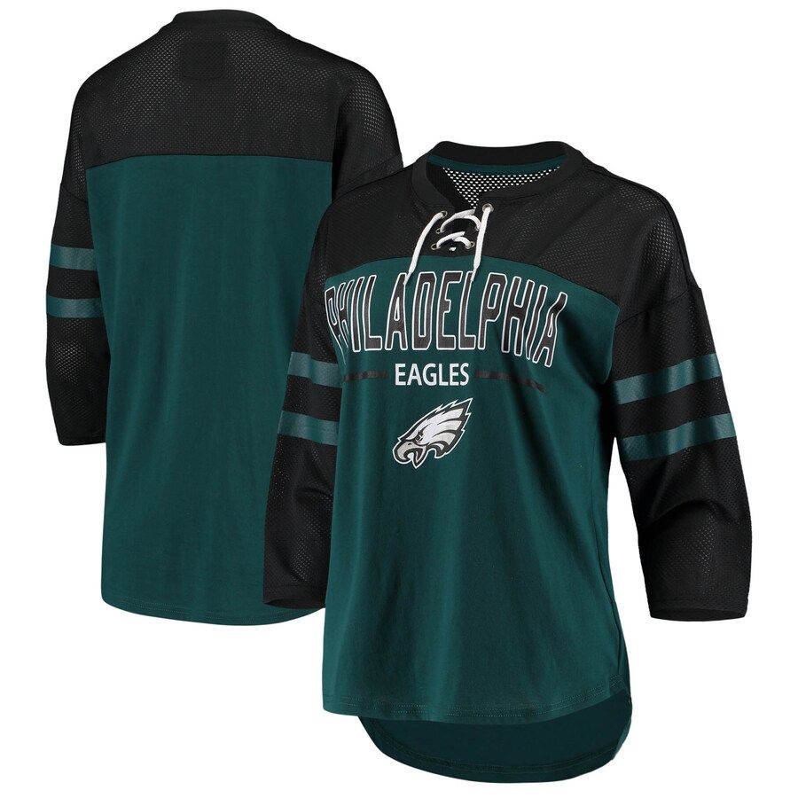 Women's Philadelphia Eagles G-III 4Her by Carl Banks Midnight Green/Black Double Wing Lace-Up 3/4... | NFL Shop