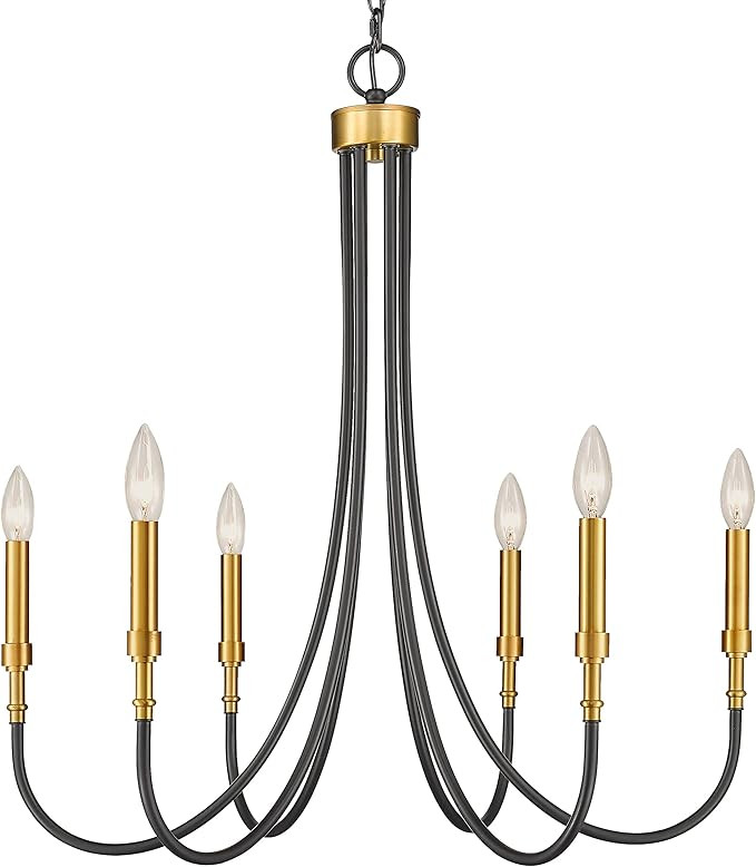MOTINI 6-Light Dining Room Chandelier Black and Gold Brass Large Farmhouse Foyer Pendant Lighting... | Amazon (US)