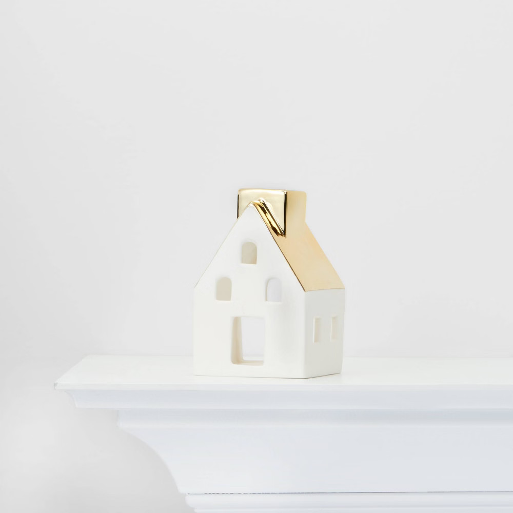 Small Ceramic House with Gold Roof Decorative Figure - Wondershop | Target