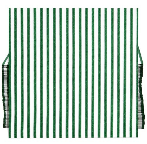 100 Pcs Green & White Stripe Cocktail Beverage Napkins Disposable Paper Thin Striped Dessert Napkin for Birthday Baby Shower Party Supplies Decor | Amazon (US)