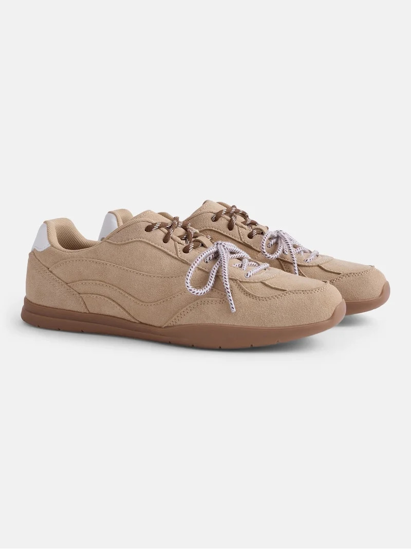 No Boundaries Women's Faux Suede Double Lace Sneakers | Walmart (US)