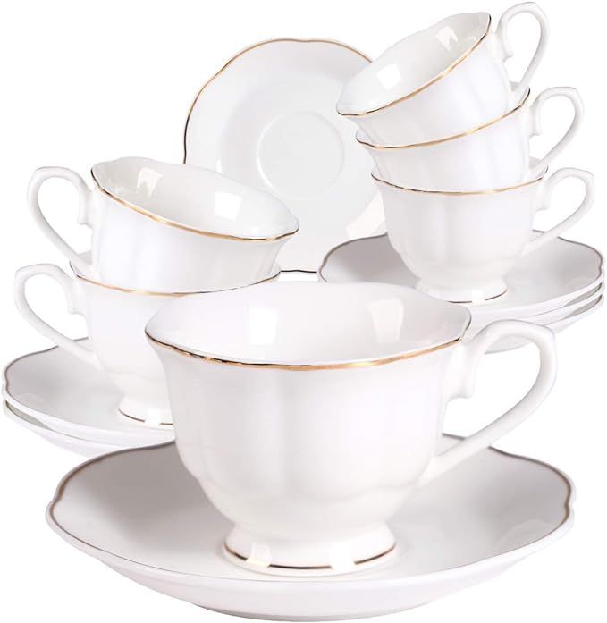 GUANGYANG GY 12 Pieces (Tiny Style) Mini Porcelain Espresso Cups with Saucers - 2.5 Ounces Coffee... | Amazon (US)
