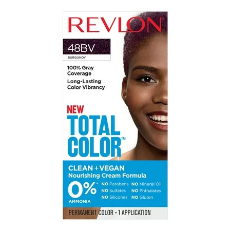 Revlon Total Color Permanent Hair Color Clean and Vegan 100% Gray Coverage Hair Dye 48BV Burgundy 5.94 fl oz | Walmart (US)