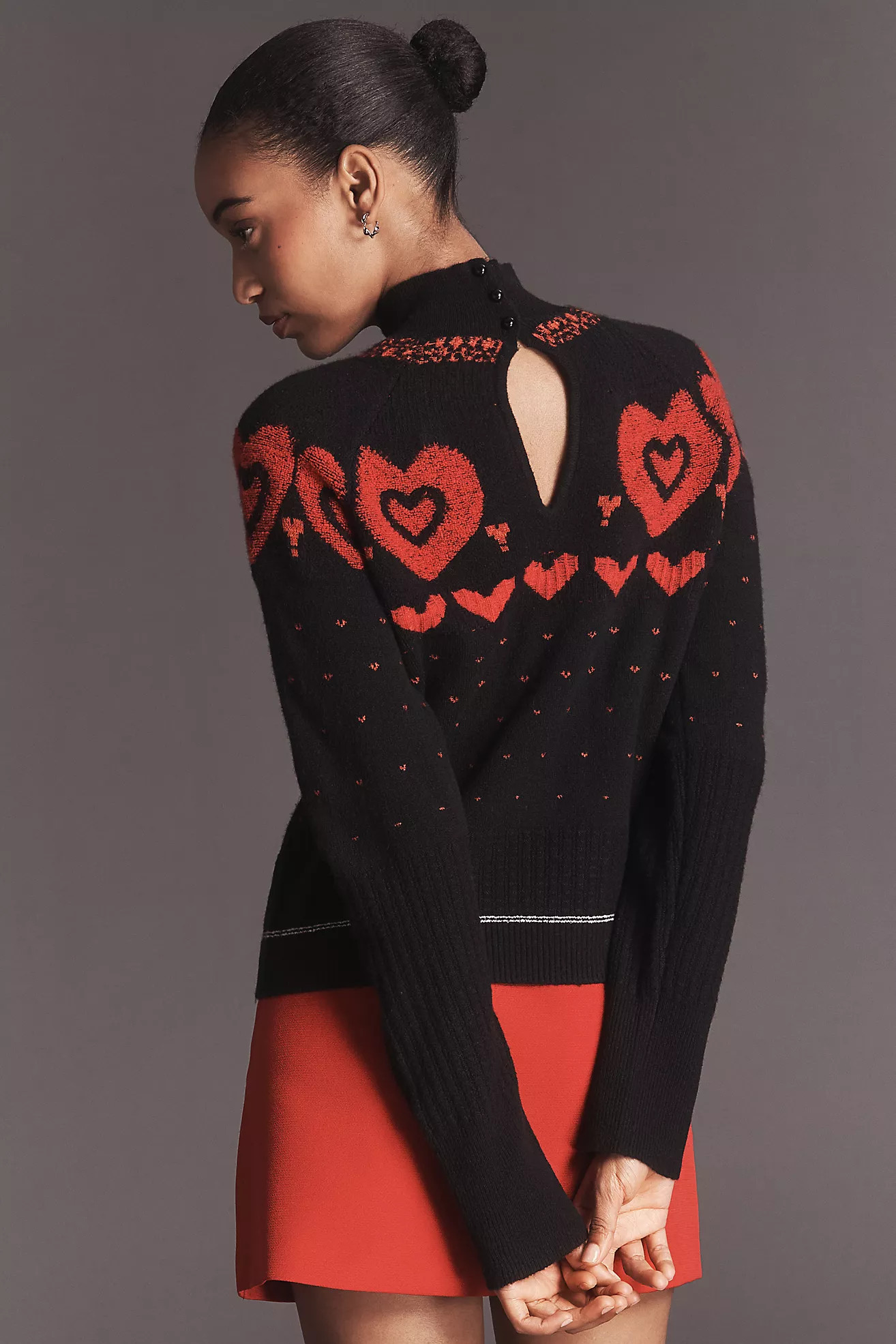 Maeve Mock-Neck Metallic Heart Icon Sweater | Anthropologie (US)