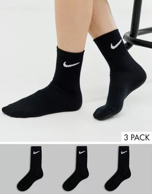 Nike black swoosh logo 3 pack crew socks | ASOS (Global)