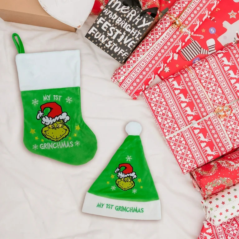 The Grinch Baby's First Christmas 8 Inch Mini Satin Stocking by Ruz | Walmart (US)