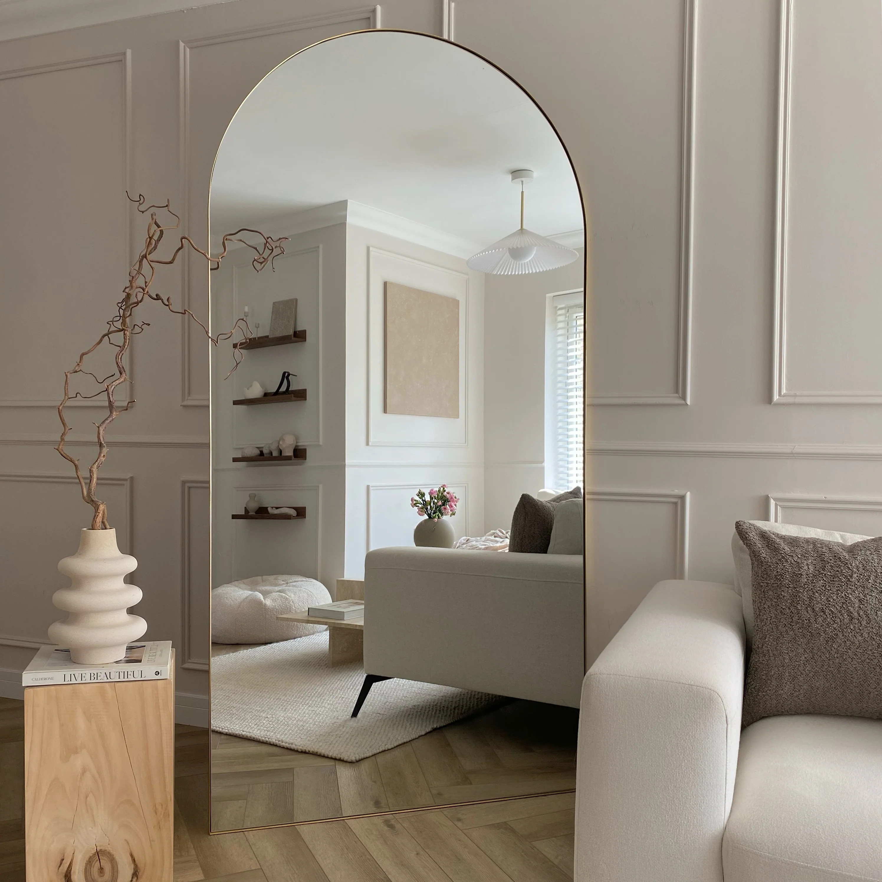 Theo - Full Length Extra Large Gold Arched Metal Mirror 200cm x 100cm | William Wood