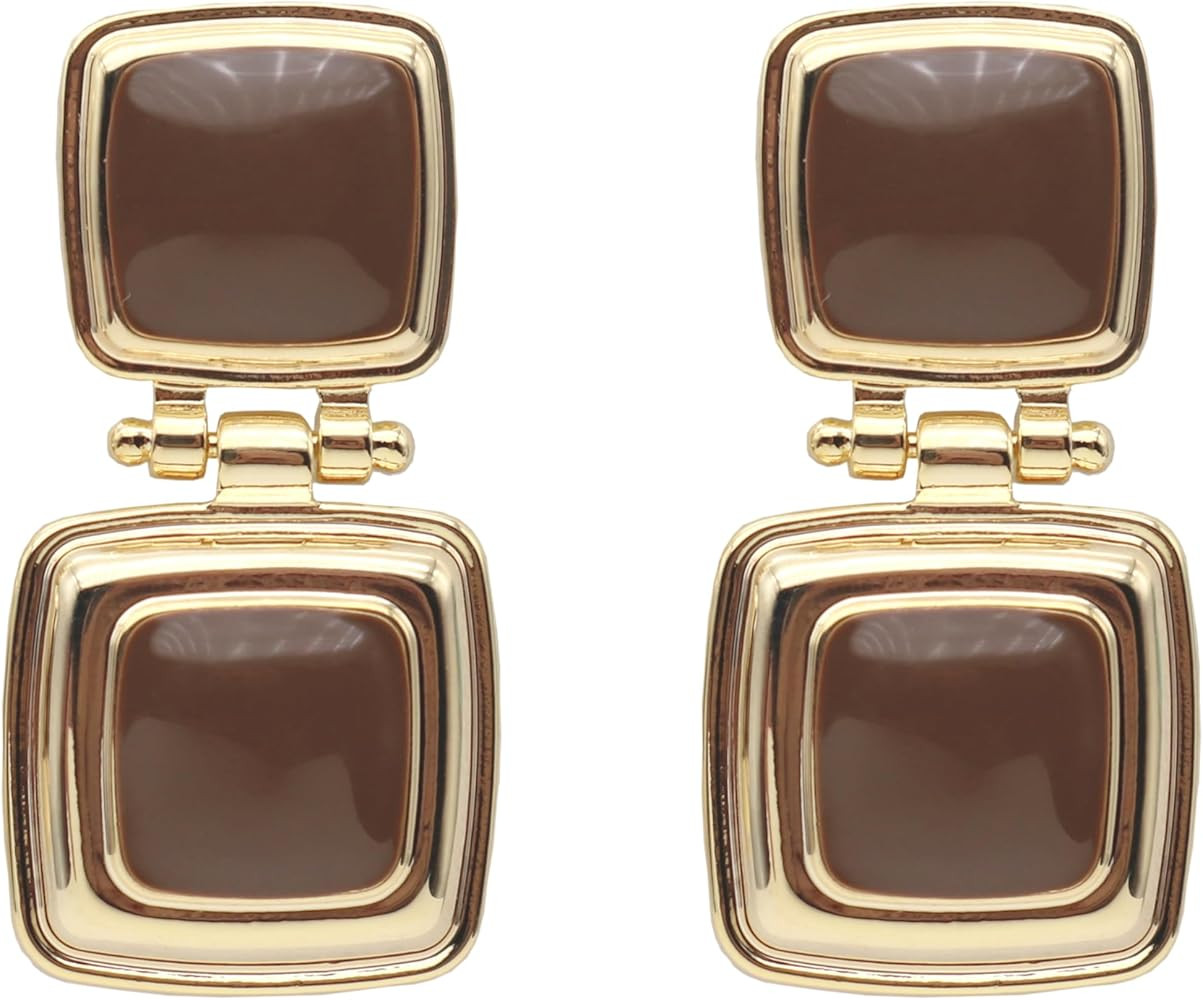 Dangle Drop Earrings for Women Cute Gold Geometric Statement Jewelry White Black | Amazon (US)