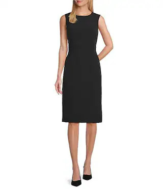 Angie Crepe Crew Neck Sleeveless Back Split Hem Column Sheath Coordinating Dress | Dillard's