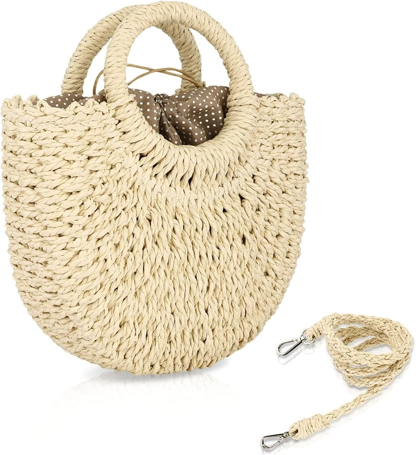 FENBEN Straw Hobo Bags for Women Small Crossbody Bag Beach Purse Weave Shoulder Handbag Rattan | Amazon (US)