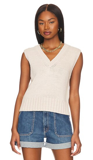 Cotton Rope Vneck Vest in Grey Cord | Revolve Clothing (Global)