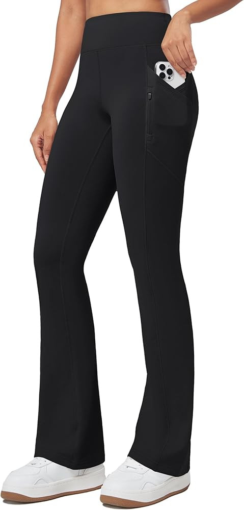 Willit Women's Fleece Lined Pants Thermal Leggings Winter Bootcut Yoga Pants Zipper Pockets Flare... | Amazon (US)