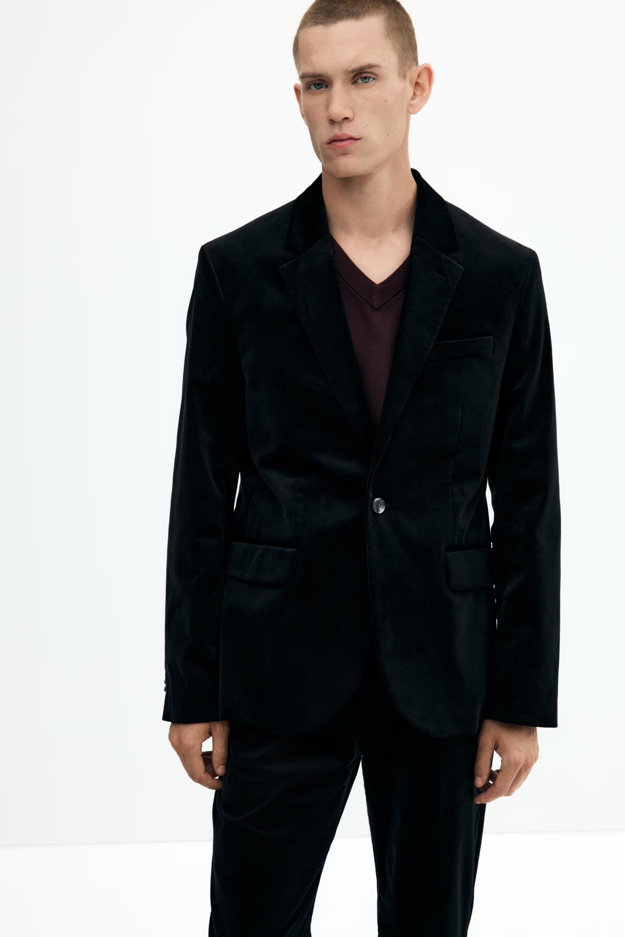 Regular-Fit Single-Breasted Velvet Jacket | H&M (US + CA)