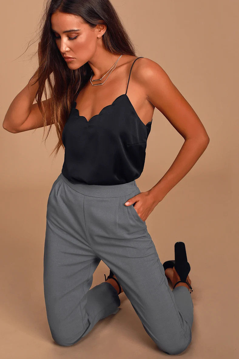 Kick It Grey High-Waisted Trouser Pants | Lulus (US)