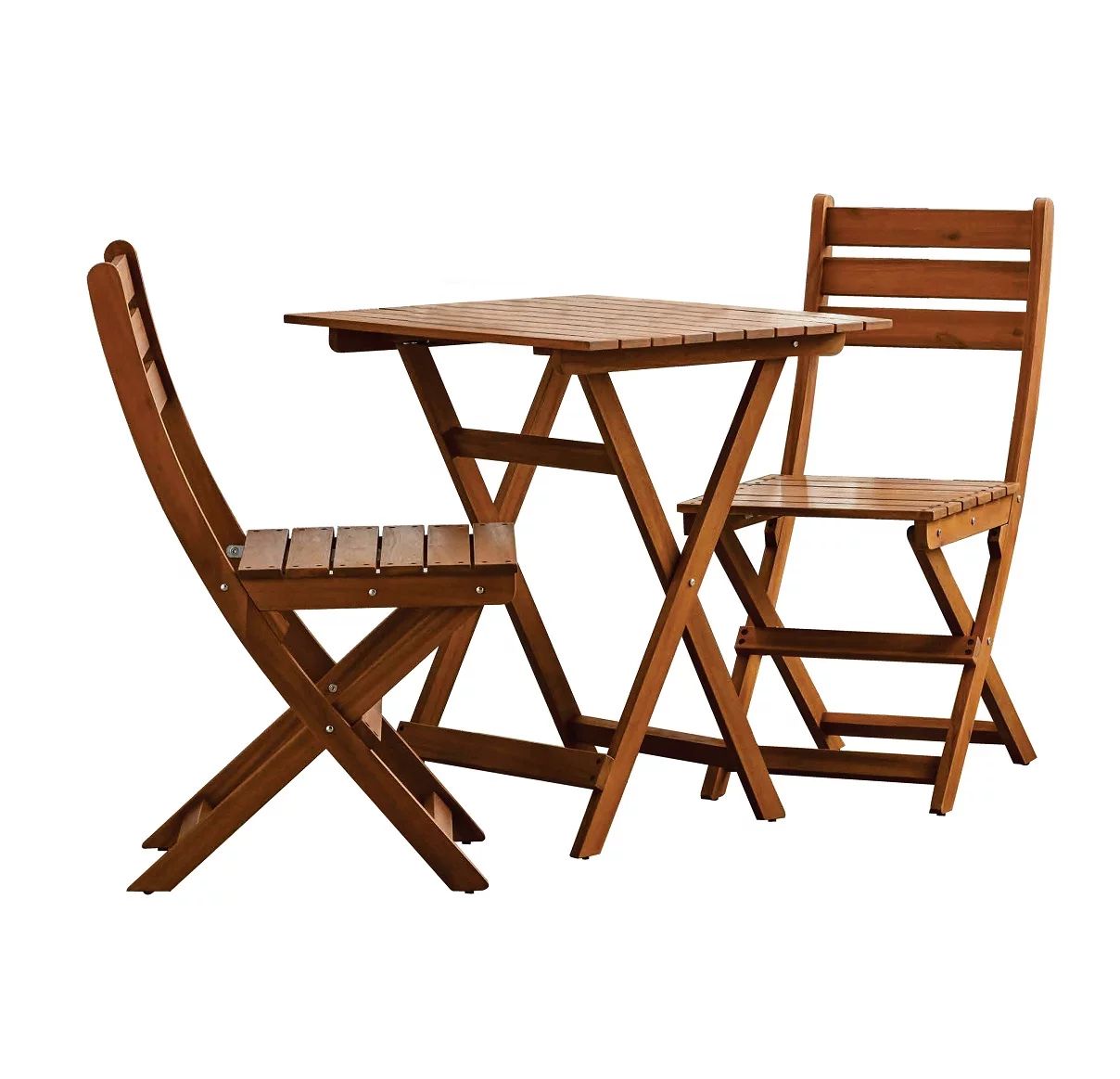 Mainstays Outdoor Patio 3-Piece Wood Bistro Set, Natural Color - Walmart.com | Walmart (US)