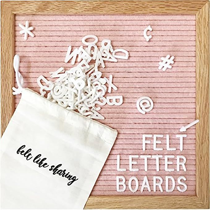 Light Pink Felt Letter Board 10x10 inches. Changeable Letter Boards Include 300 White Plastic Letter | Amazon (US)