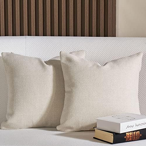 Amazon.com: DOMVITUS Set of 2 Farmhouse Throw Pillow Cover 18 x 18 Inch Soft Textured Linen Burla... | Amazon (US)