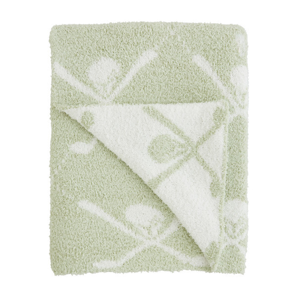 Mud Pie Kids Boy's Chenille Golf Blanket in Green | 100% Polyester | Mud Pie