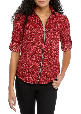 Michael Michael Kors Women's Petal Print Dog Tag Shirt - | Belk