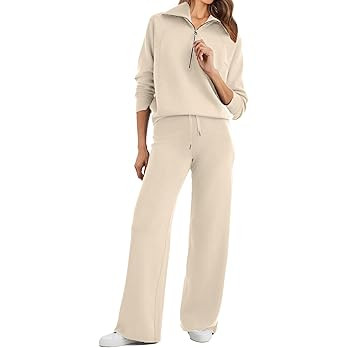 Glamaker Womens 2 Piece Outfits Sweatsuit Set Oversized Half Zip Sweatshirt Wide Leg Sweatpants L... | Amazon (US)