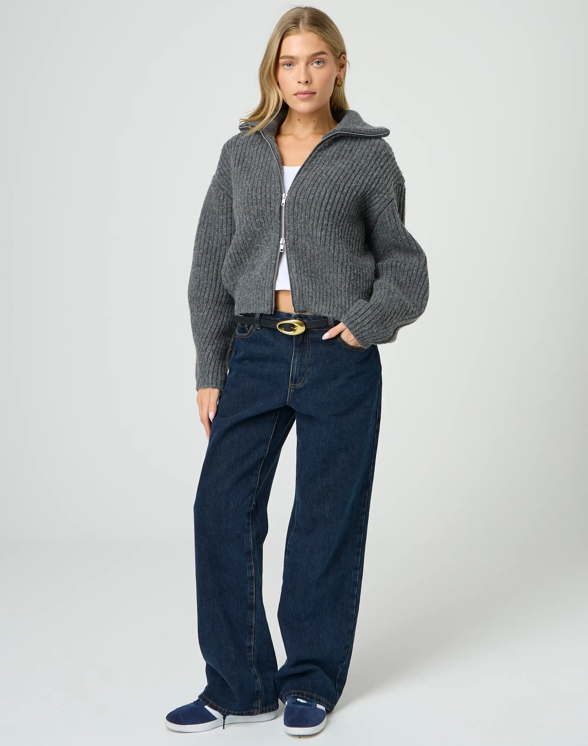 Chunky Rib Zip Up Knit | Glassons (Australia)