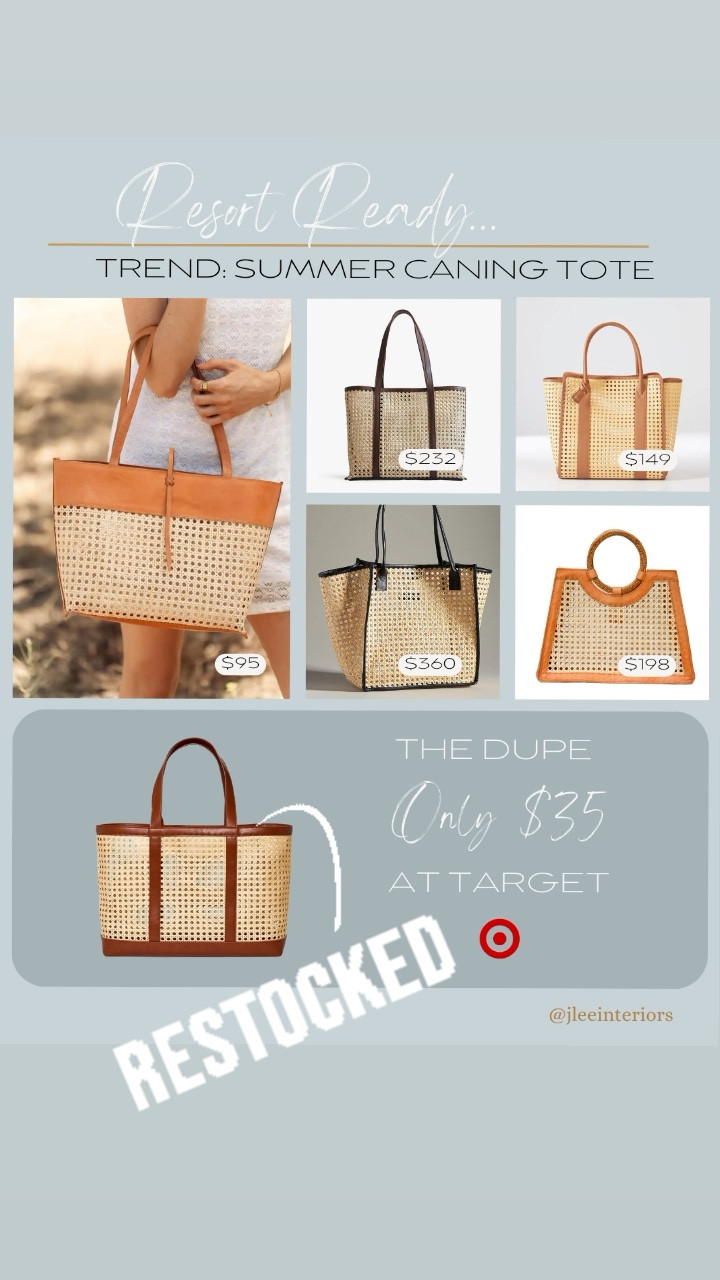 The Target must-have tote is back in stock! 
These gorgeous totes, with caning detail, are the perfect carry-all for the beach, shopping, errands, kid’s stuff, travel, resort hopping, etc! And any of these bags would make a lovely gift for Mother’s Day! 
#TargetTote #Restock #SummerBag #SummerStyle #VacationOutfit #ResortWear #CaningTote #Mother’sDayGiftIdea #GiftsForHer #Mother’sDayGiftGuide

#LTKitbag #LTKtravel #LTKGiftGuide