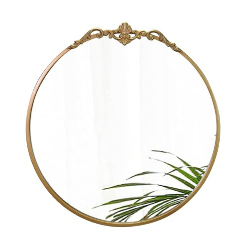 LOVNAHO Round Gold Mirror 24.5in Ornate Golden Antique Mirror Large Circle Vintage Mirrors for Wall Decor, Metal Frame Wall Decorative Mirrors for Bathroom, Living Room, Bedroom Vanity, Entryway | Amazon (US)