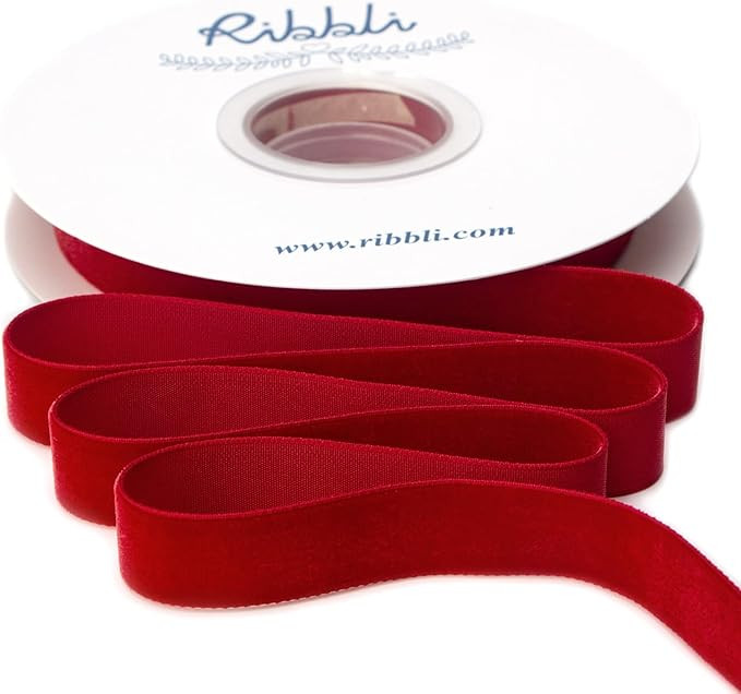 Ribbli Polyester Dark Red Velvet Ribbon,5/8 Inches Continuous10-Yard Spool,Christmas Ribbon for G... | Amazon (US)