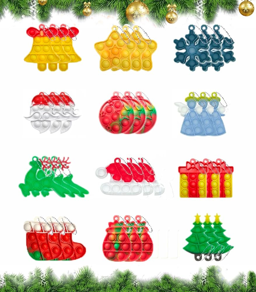 36 Pcs Christmas Mini Push pop Keychain Bubble Squeeze Sensory Fidget Toys, Anxiety Stress Reliev... | Amazon (US)