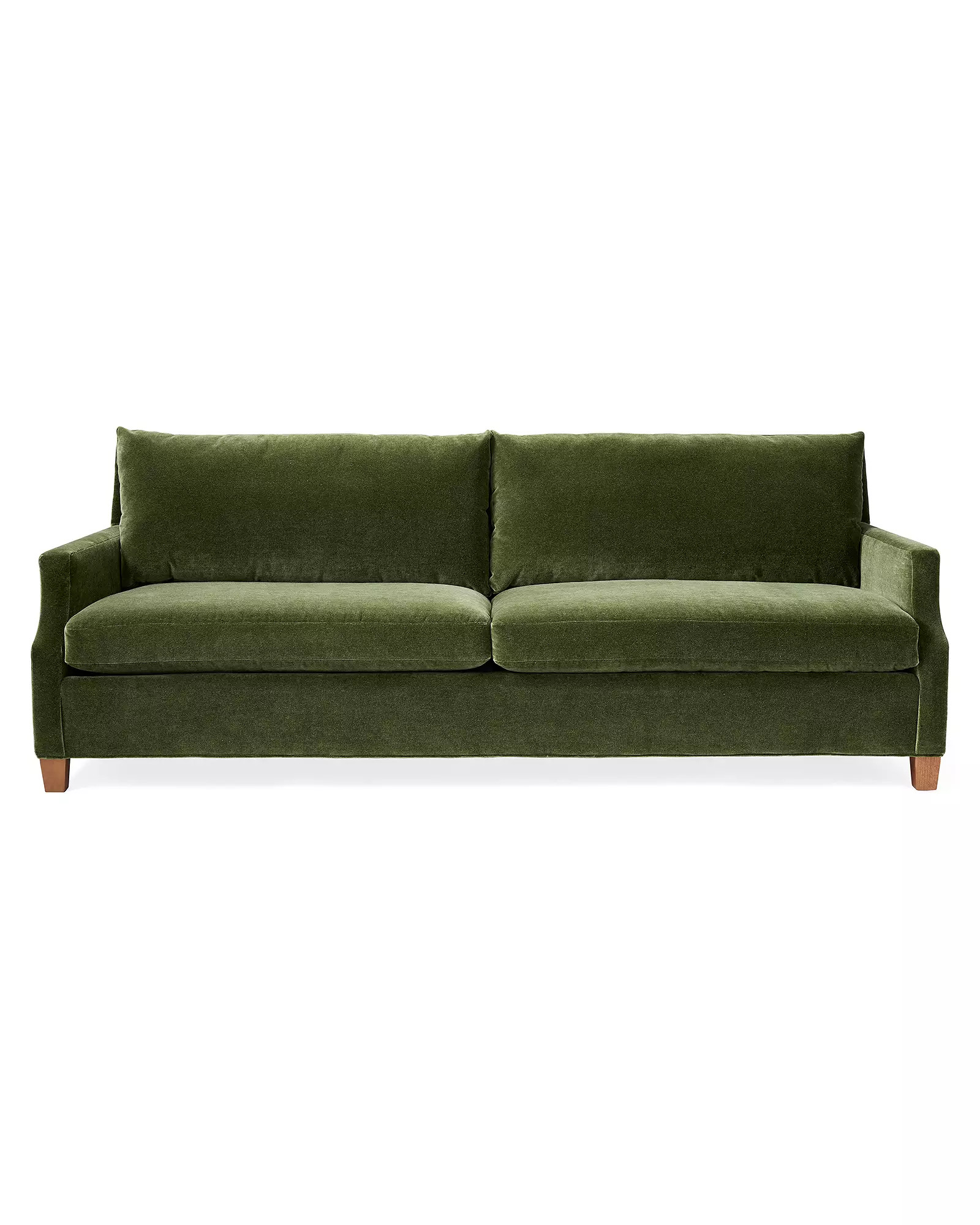 Grady Notch Arm Sofa in Mohair Velvet Evergreen | Serena and Lily