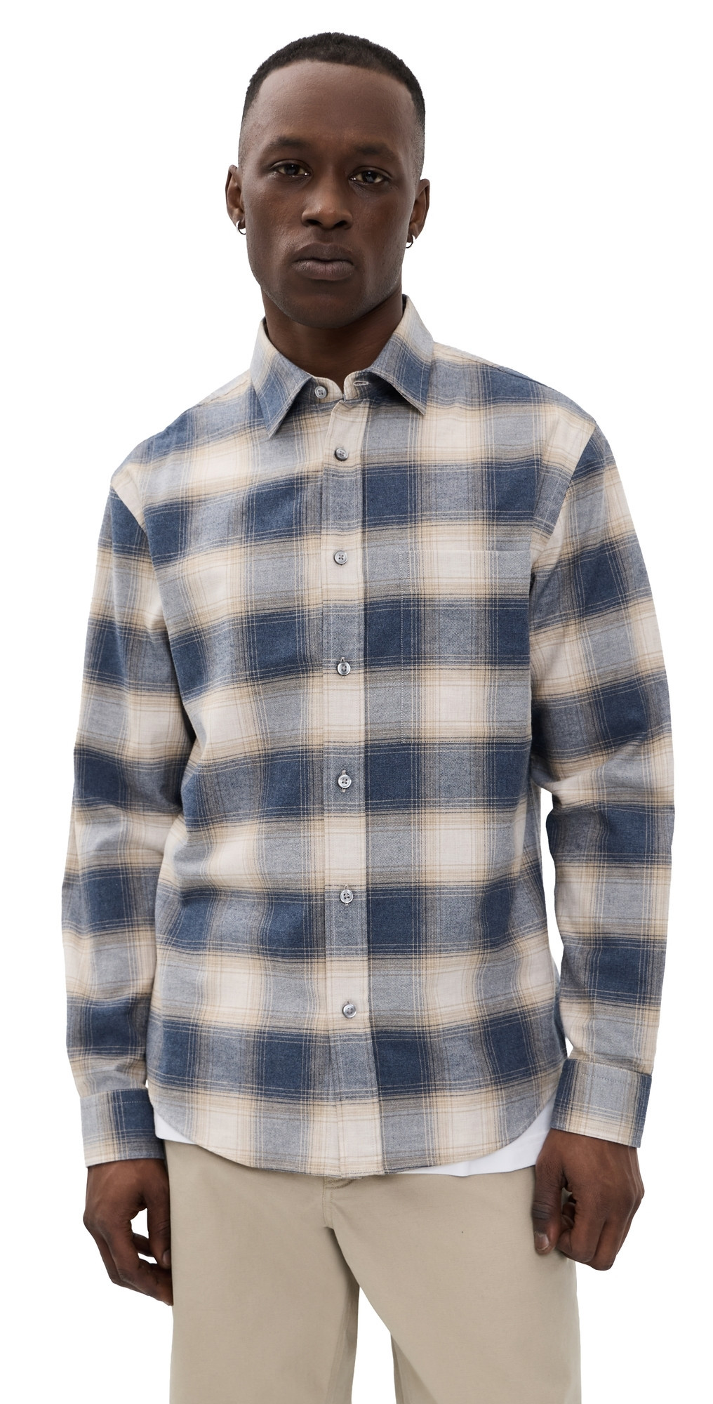 BOSS H-Owen Flannel Button Down Shirt Open Blue S | Shopbop