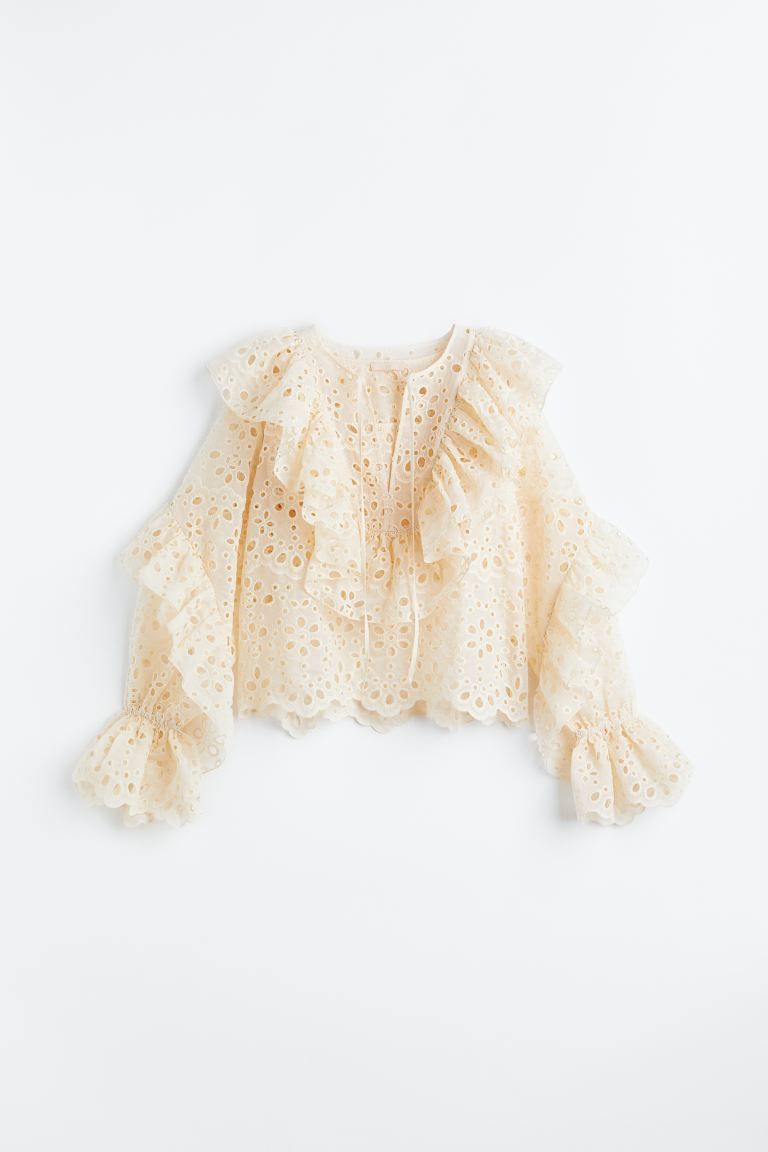 Broderie anglaise flounce-trimmed blouse | H&M (US)