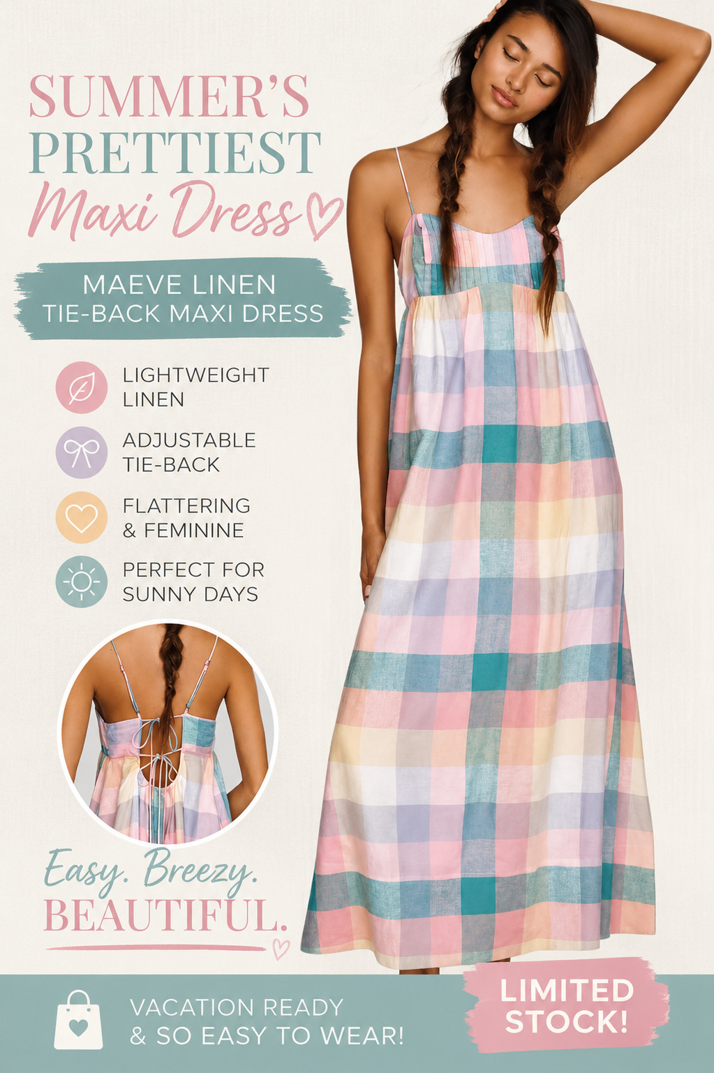 ☀️🌸 The dress that's made for summer memories 🌸☀️

If you're searching for the perfect summer maxi dress, look no further than the Maeve Linen Tie-Back Maxi Dress in the gorgeous Summer Pretty Plaid print. This effortlessly feminine dress combines breathable linen fabric, a flattering silhouette, and a beautiful tie-back detail that makes it feel both timeless and on-trend.

Whether you're heading to a farmers market, beach vacation, brunch date, summer wedding, outdoor concert, or weekend getaway, this dress delivers that effortless "I just threw this on" look while still feeling polished and elevated.

✨ Why you'll love it:
✔️ Lightweight linen fabric
✔️ Flattering tie-back detail
✔️ Beautiful summer plaid print
✔️ Perfect for vacations and warm-weather events
✔️ Breathable and comfortable
✔️ Easy to style with sandals, wedges, or sneakers

This is one of those dresses that instantly makes you feel put together. The flowy silhouette and romantic details create the perfect blend of comfort and style for all your summer adventures.

Save this look before your size sells out! 🌿✨

#MaeveDress #LinenDress #SummerFashion #MaxiDressStyle #VacationOutfit #AnthropologieStyle #ResortWear #SummerWardrobe #LTKFashion #DressObsessed
 

 #LTKPlusSize #LTKWorkwear #LTKTravel