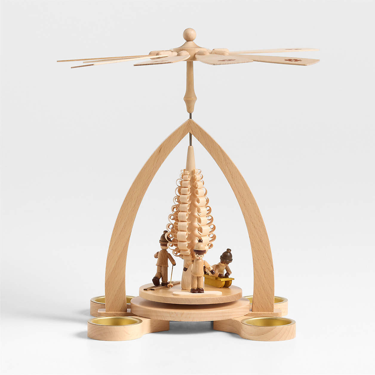 Christmas Tree with Kids Pyramid Holiday Tealight Candle Holder | Crate & Barrel | Crate & Barrel