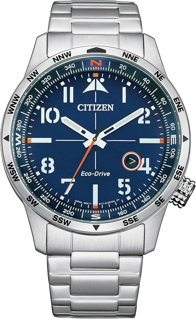 Citizen Men's Eco-Drive Weekender Avion, Silver-Tone Stainless Steel Bracelet Watch, 3 Hand, Date... | Amazon (US)