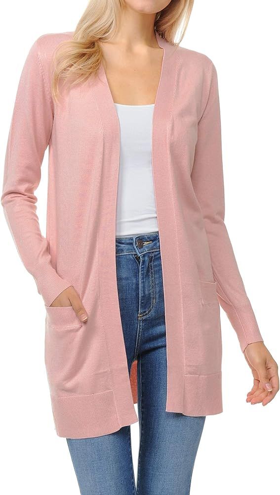 Womens Light Weight Open Front Long Cardigan with Pockets | Amazon (US)