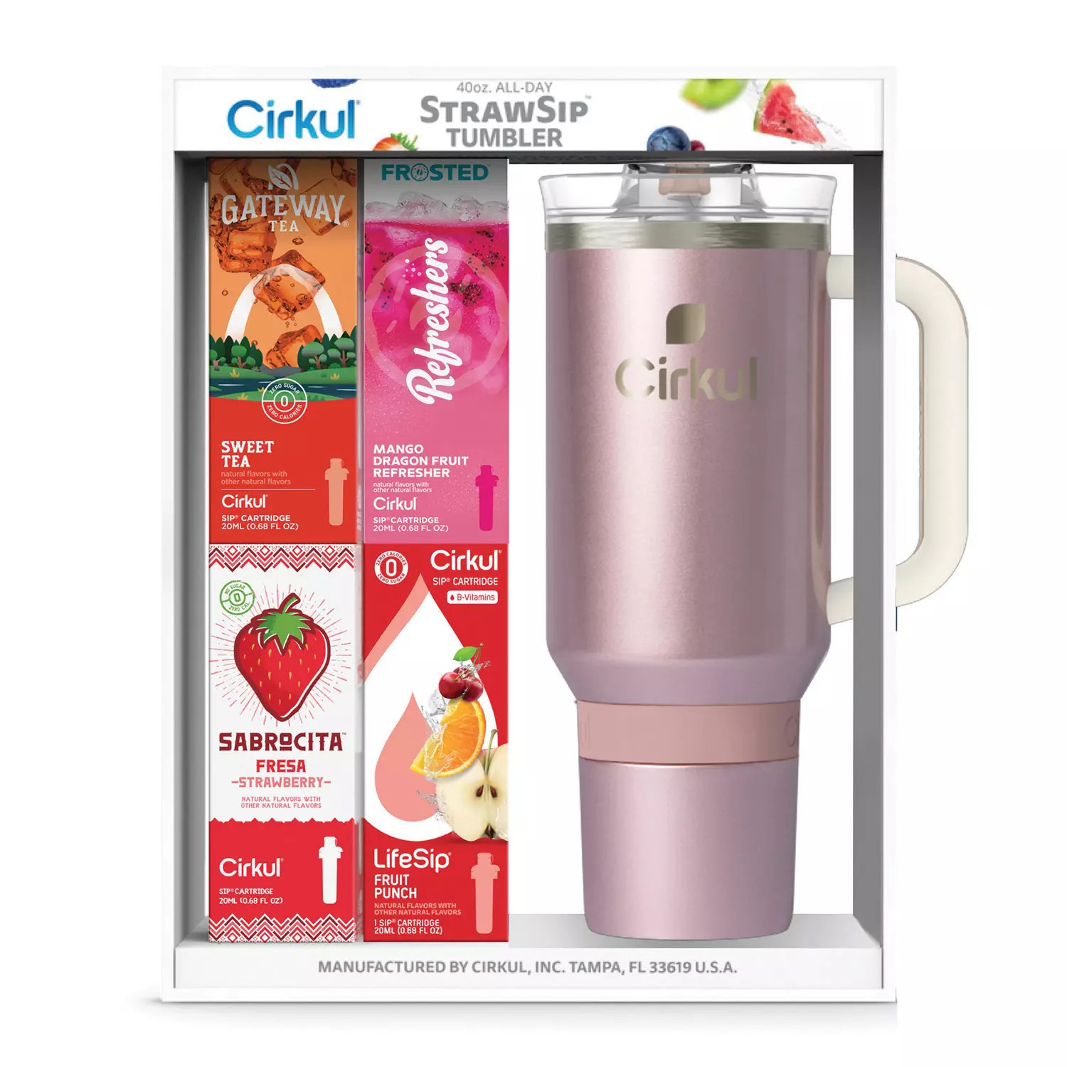 Cirkul 40oz Eucalyptus All-Day StrawSip(TM) Tumbler, 4 Flavor Cartridges - Rose Gold:- Rose Gold | Sam's Club