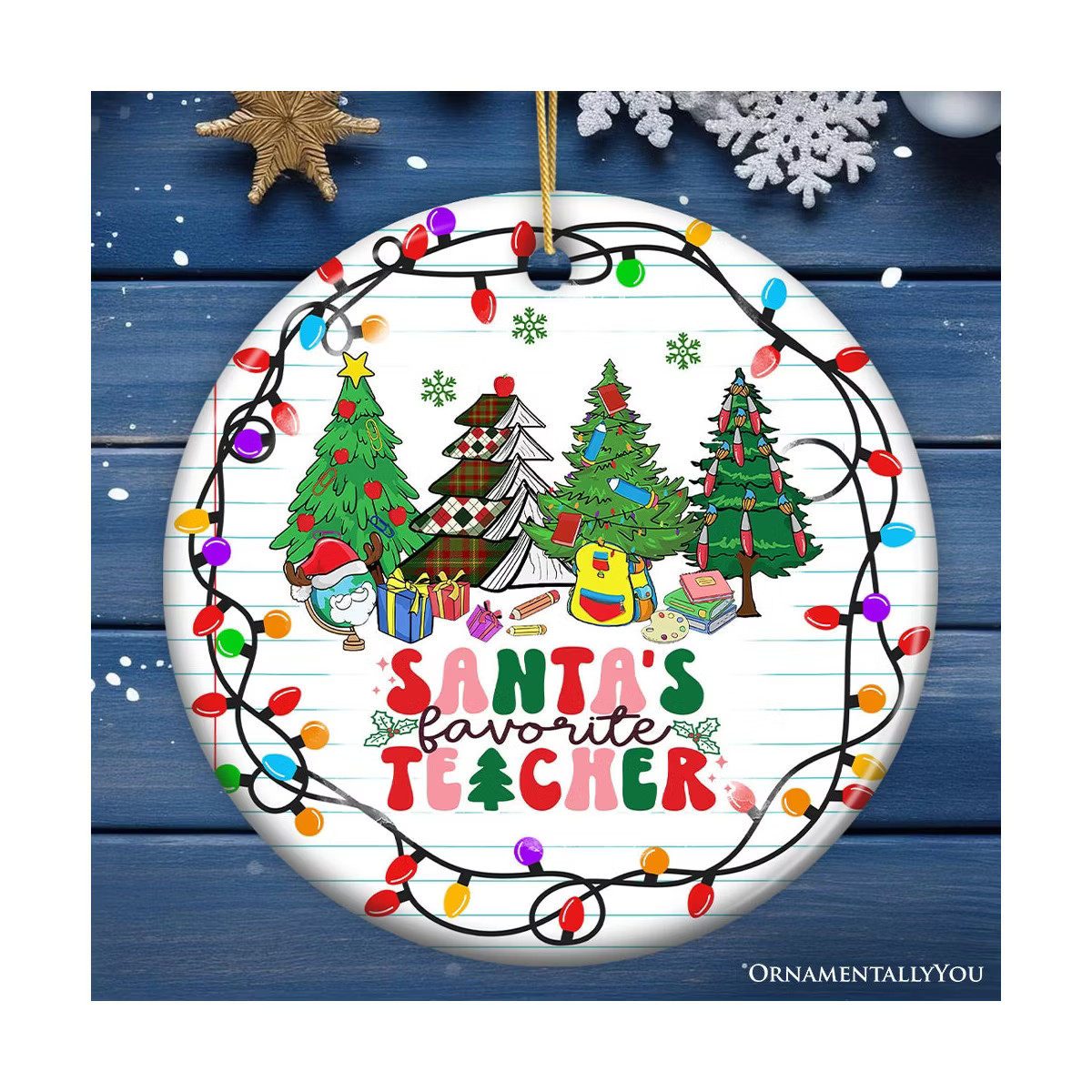 Santa’s Favorite Teacher Festive Holiday Christmas Gift Ornament| OrnamentallyYou | Target