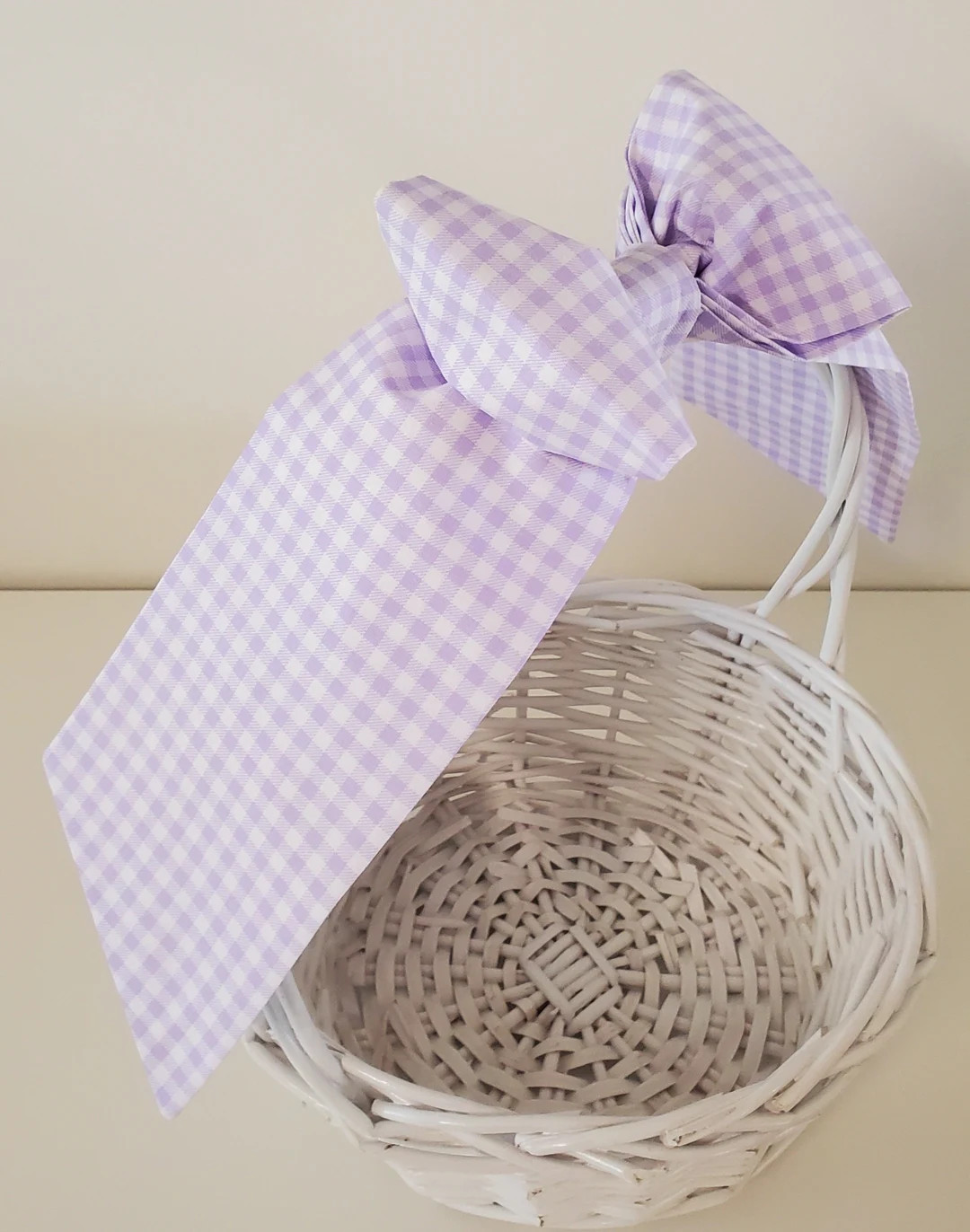 Light Lavender Gingham Easter Basket Bow, Pre-Tied | Etsy (US)